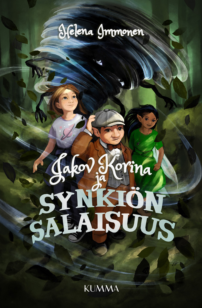 Book cover with a human girl, a fairy and a home elf